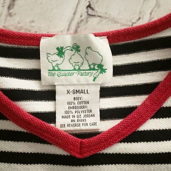 Vintage Striped Lobster Embroidered Striped 3/4 Sleeve Nautical Top XS Summer - Picture 8 of 8